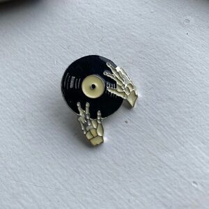 Skeleton Hand Vinyl Record Pin